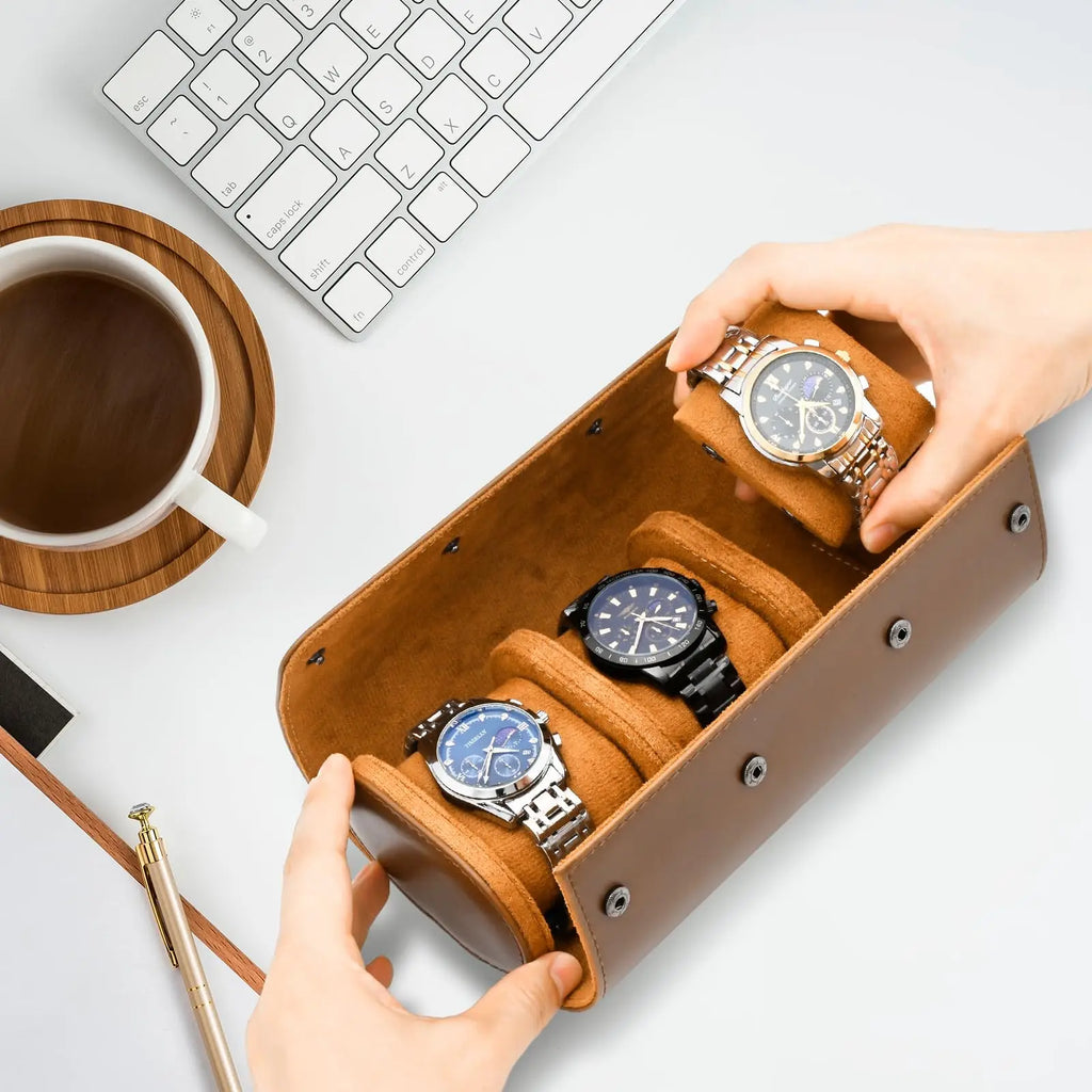 Watch Roll Travel Case-1/2/3 Slot Watch Storage And Organizer-Secure