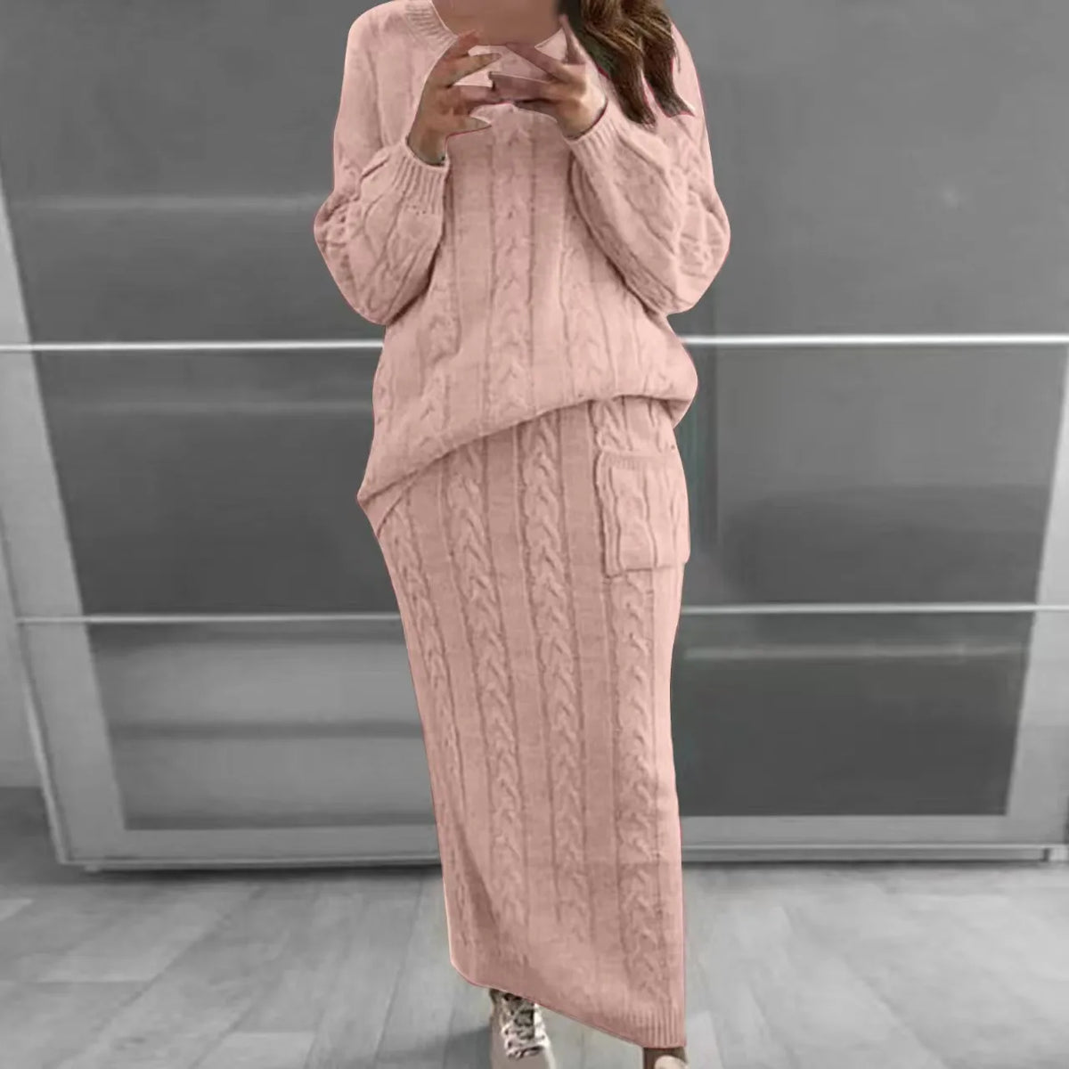 Knit Sweater and Skirt Sets Women Streetwear Autumn/Winter 2023 New Fashion Long Sleeve Pullover Fried Dough Suit for Female