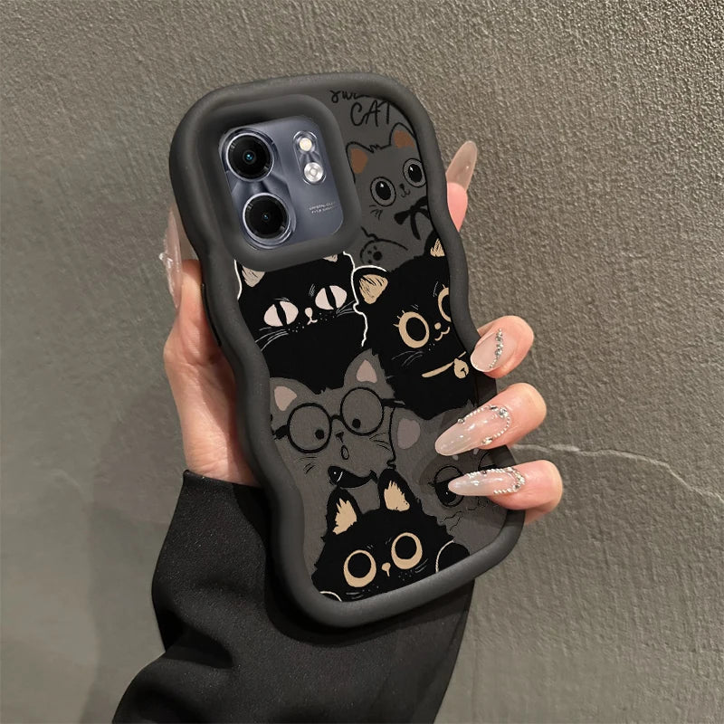 Smart 9 Six Cats Wavy Shape Silicone Phone Case For Infinix Smart 9 8