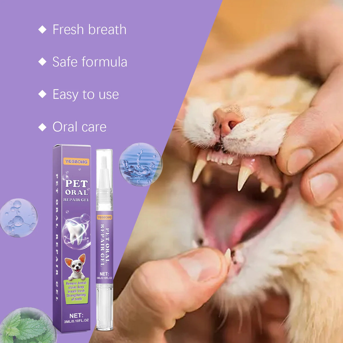 Pet Oral Care Spray For Cats And Dogs–Eliminates Bad Breath, Tartar, Gum