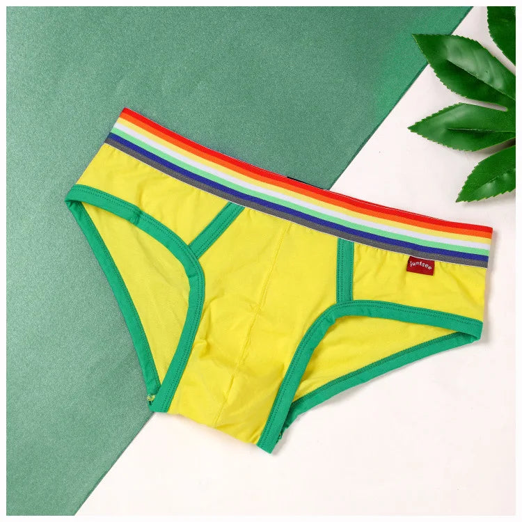 Men's Rainbow Waistband Cotton Briefs
