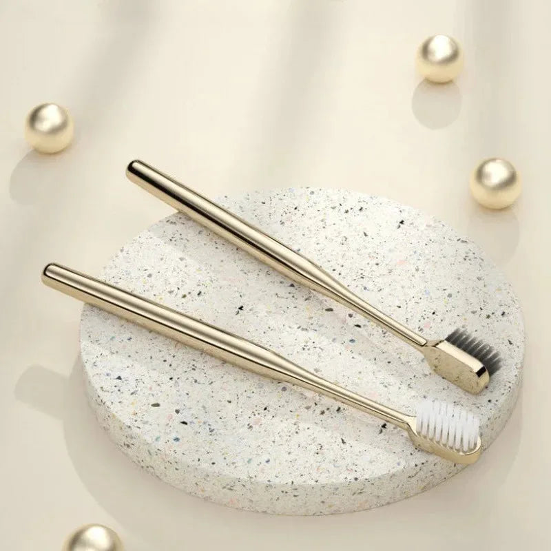 1-4pcs Toothbrush Gold Silver Tooth Brush Adult Dental Brushes Middle