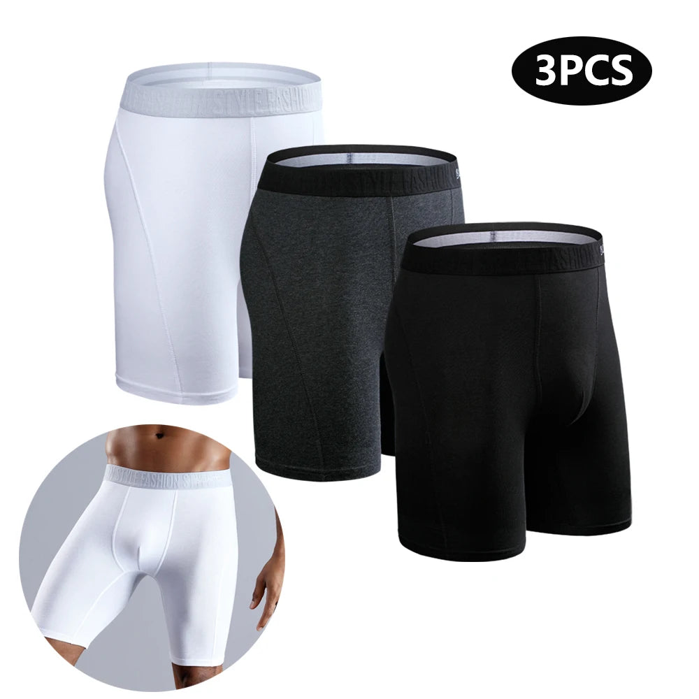 Men's Cotton Long Boxer Shorts – 3 Pack