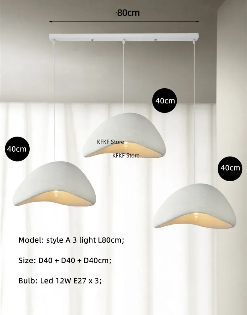 Nordic Wabi Sabi LED Pendant Light E27 Simple Chandelier Cord Suspend Lamp for Dining Room Restaurant Luminarias Fixtures