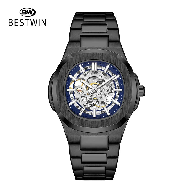 Men Watch Fully Automatic Mechanical Male Watches Double Sided Hollowed Out Luminous Waterproof Alloy Steel Wristwatch Boy Gifts