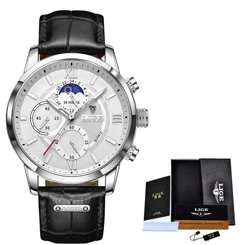 Men's Watches LIGE Top Brand Luxury Men WristWatch For Men Leather Quartz Watch Sports Waterproof Male Clock Relogio Masculino