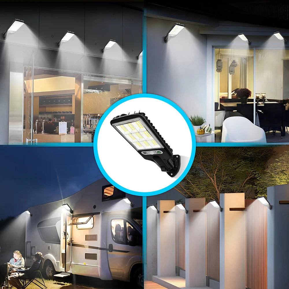 LED Solar Outdoor Wall Lights With Motion Sensor, 3 Lighting Modes IP65