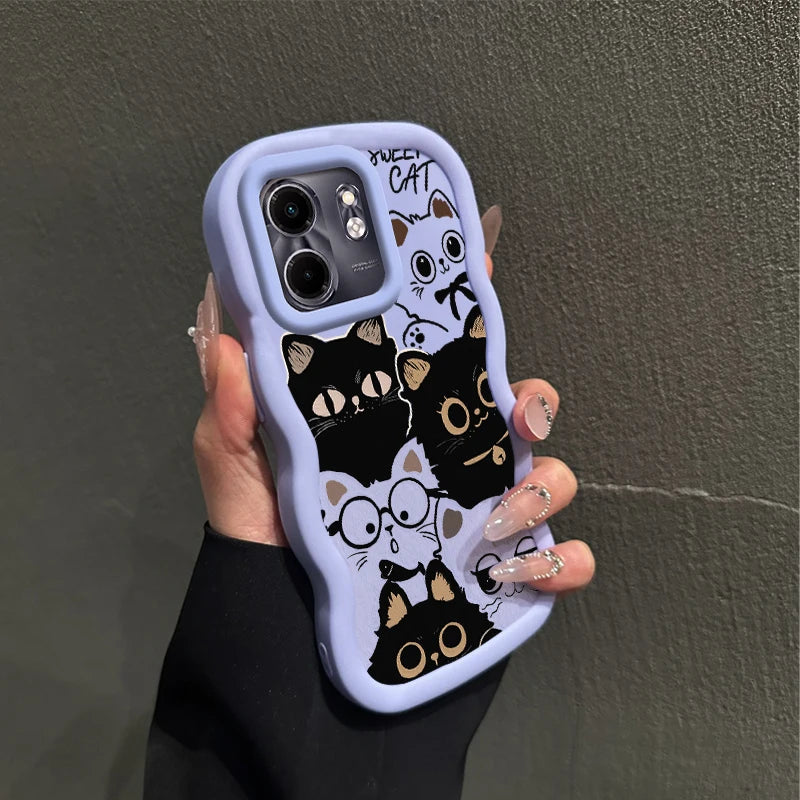 Smart 9 Six Cats Wavy Shape Silicone Phone Case For Infinix Smart 9 8