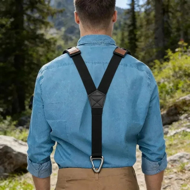 New Heavy Duty Work Suspenders for Men 3.8cm Wide with Plastic Gripper Clasps Adjustable Elastic Trouser Pants Braces-Black 1pcs