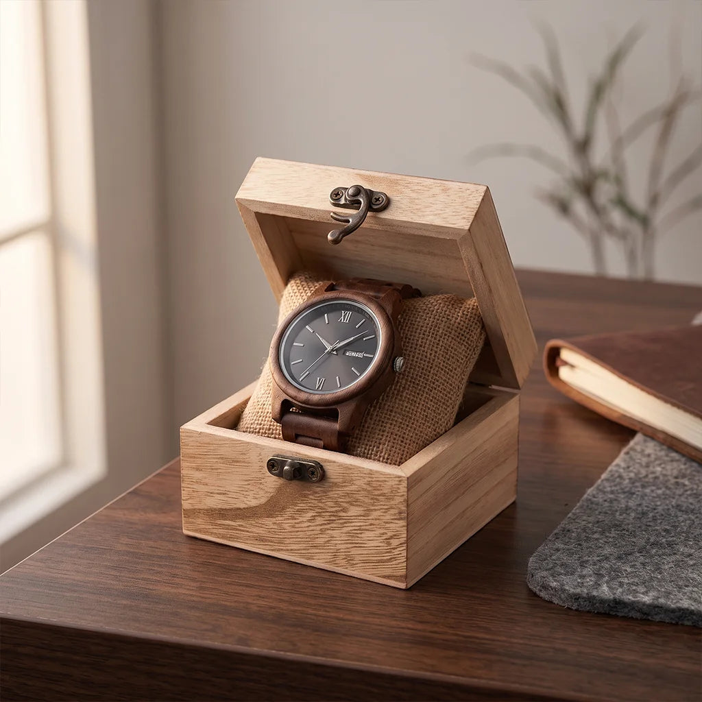 Men's Wooden Chronograph-Style Watch
