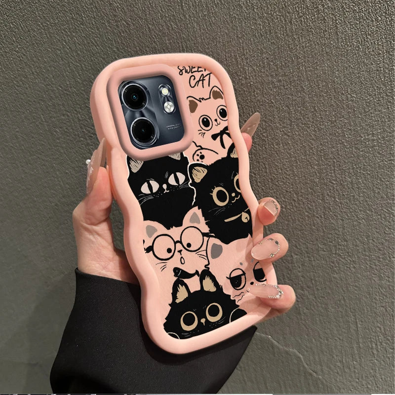 Smart 9 Six Cats Wavy Shape Silicone Phone Case For Infinix Smart 9 8