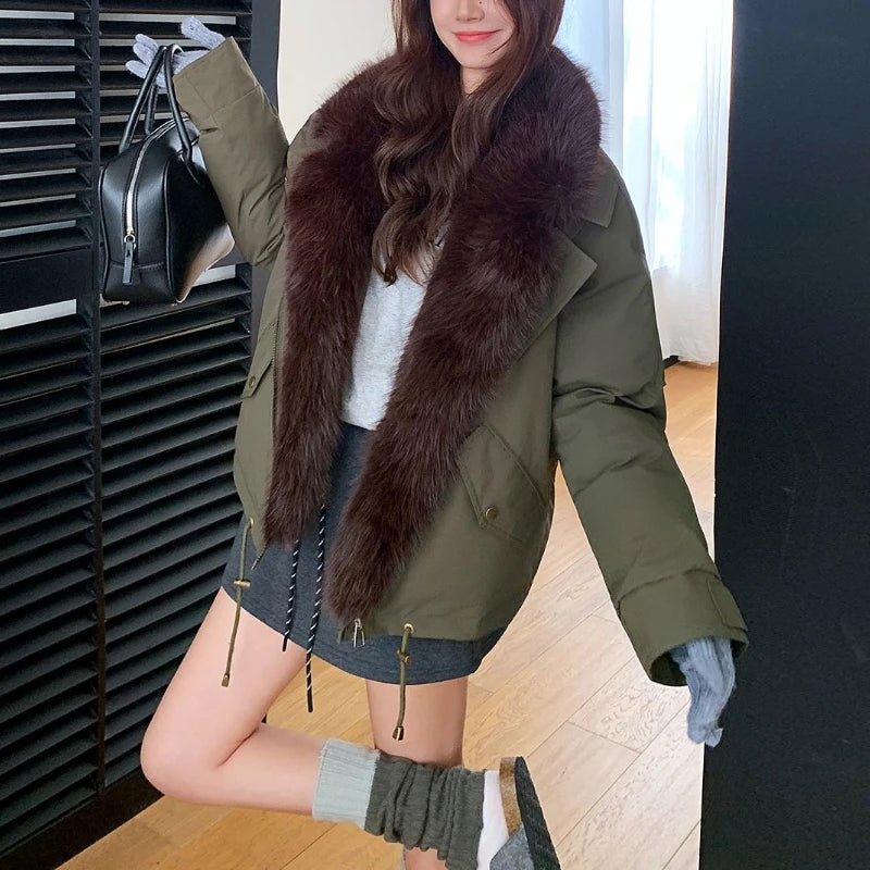 Autumn Winter New Style Fashionable Foreign Trade  Winter Jacket for Women  A Charming Elegant Hooded Mid-length Cotton Coat