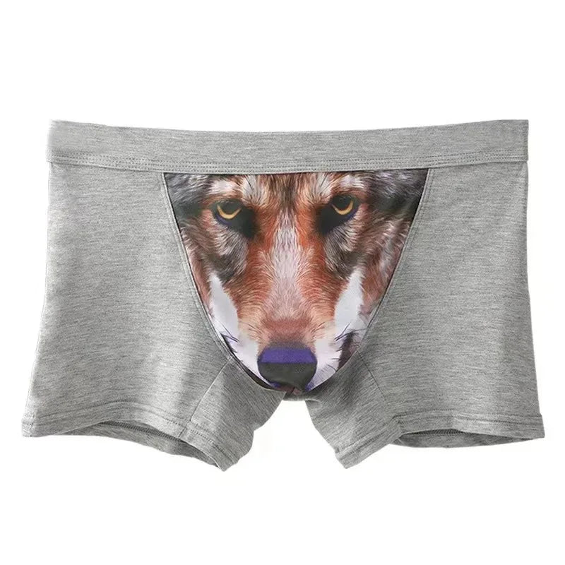 Men's Wolf Print Modal Boxer Shorts
