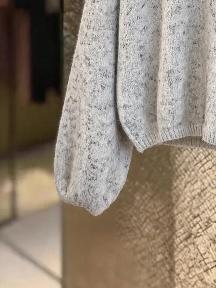 Elegant V-Neck Knitwear Casual Loose Style Autumn Winter Women's Fashion Simple Stylish Sweater Comfortable Breathable Commute