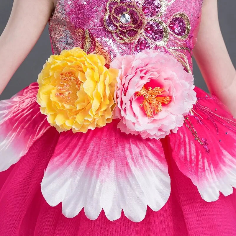 Multicolored Dance Dress Girls Modern Dance Costume Girls Contemporary