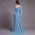 Customized Evening Dresses Formal One Shoulder Full Sleeves A Line