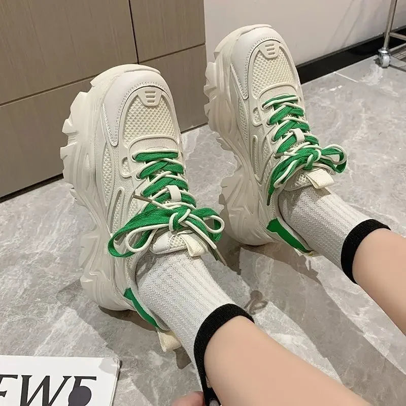 Women Whit High On Platform Ladies Shoes Daily Routine Light Korean