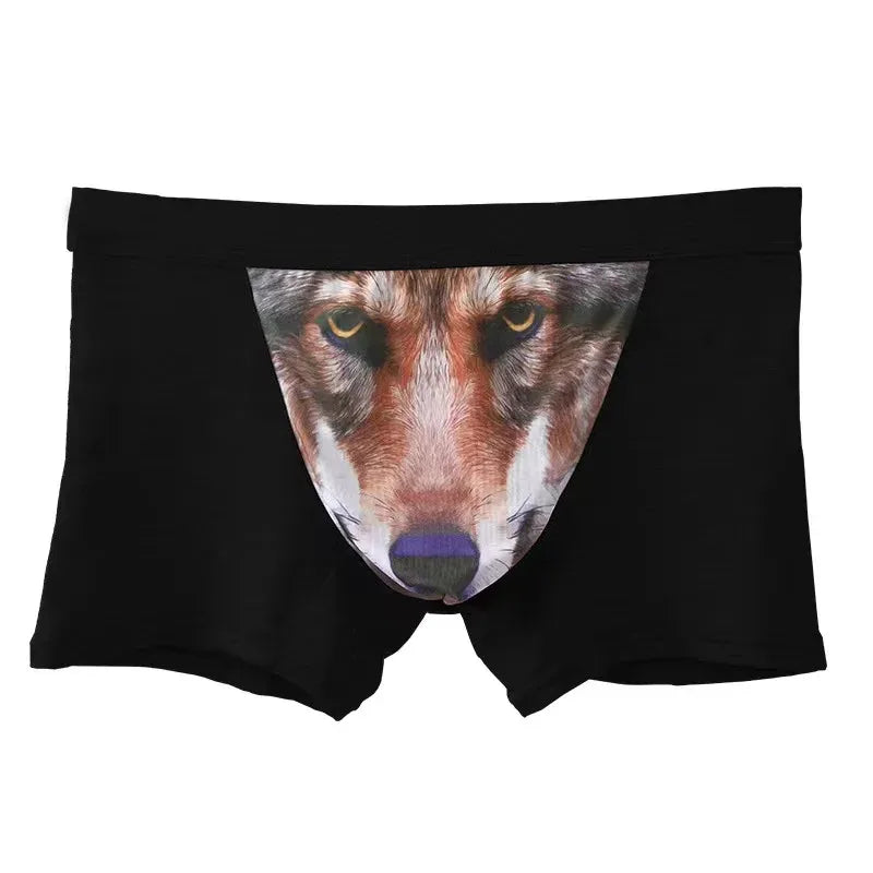 Men's Wolf Print Modal Boxer Shorts