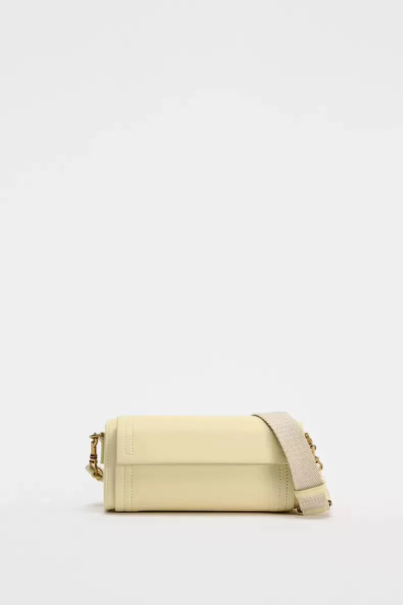 Autumn new women's bag, vanilla yellow flip cover versatile commuting cylindrical bag, cylindrical shoulder crossbody bag