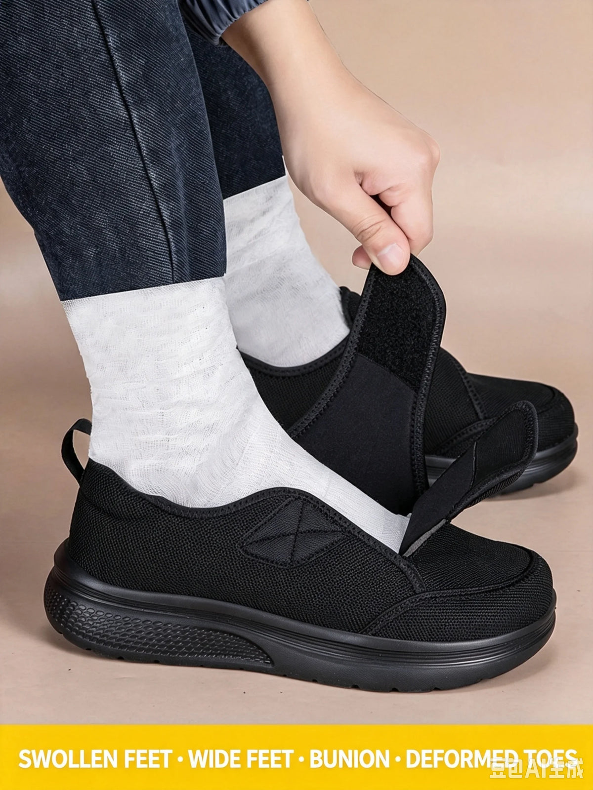 Wide-Fit Adjustable Walking Shoes