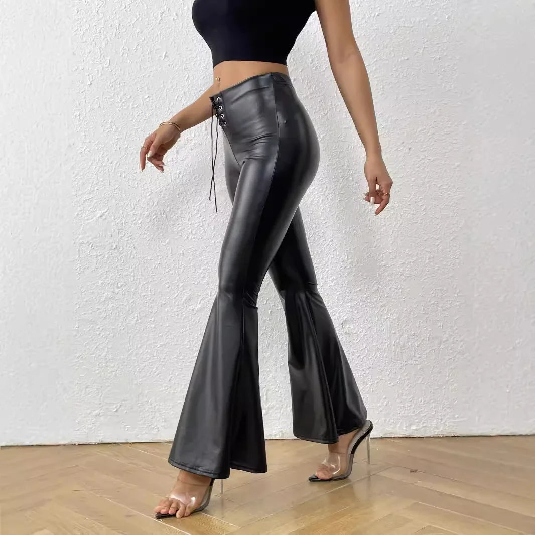 Popular Bell Bottoms for Women, Shiny Leather Rubberized Metallic