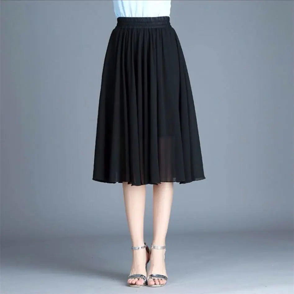 Female Skirts Floral To Knees Length Women'S Skirt Chiffon Vintage Cheap