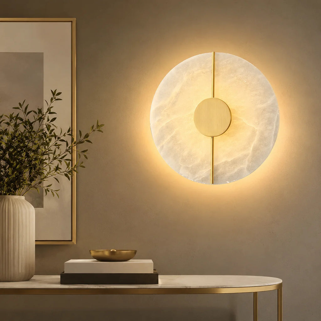 Modern Luxury Creative Marble Wall Light - Alabaster Marble Wall Sconce for Bedroom Bedside Living Room Aisle Indoor Decor
