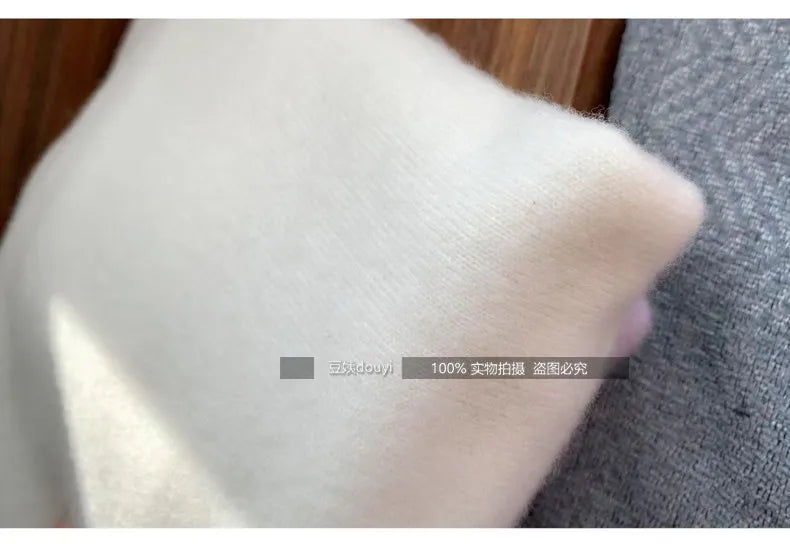 100% pure wool undershirt women's autumn and winter round-neck sweater loose high-end knitted pullover top women