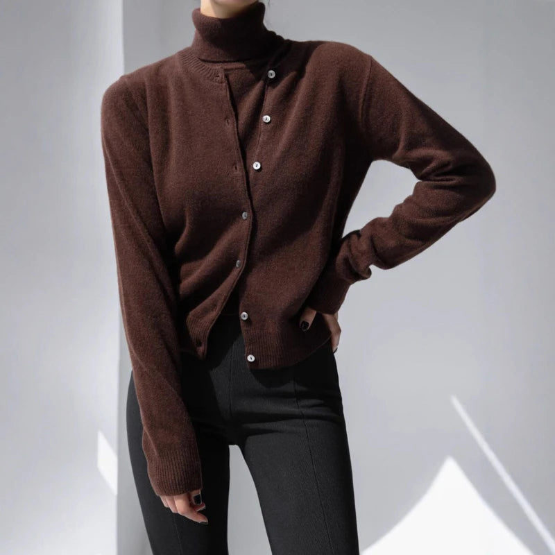Knitwear Sweater Set Early Autumn 2025 High-necked Sleeveless Bottoming Shirt Sweater Cardigan Women's Casual Suit