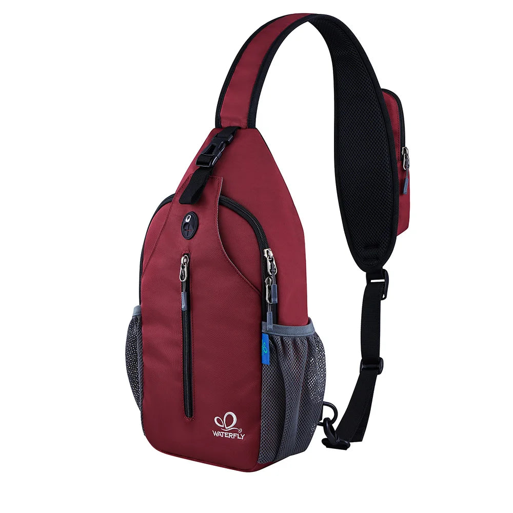 WATERFLY Sling Bag Chest Pack Shoulder Crossbody Sling Backpack For Women Men Travel Hiking Chest Bag Daypack