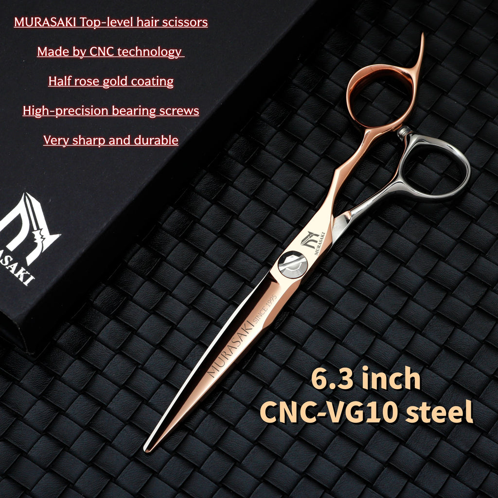 MURASAKI Top-level CNC Barber Scissors Set, Japanese VG10 Steel Barbershop Accessories, 5.7-6.3-6.8 Inches Hair Cutting Shears