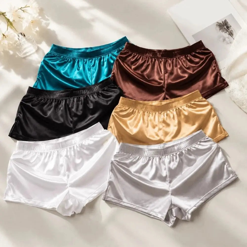 Sleepwear Pants Ice Silk Satin Boxer Shorts Casual Style Loose Male Panties Underpants Boxer Shorts Boy