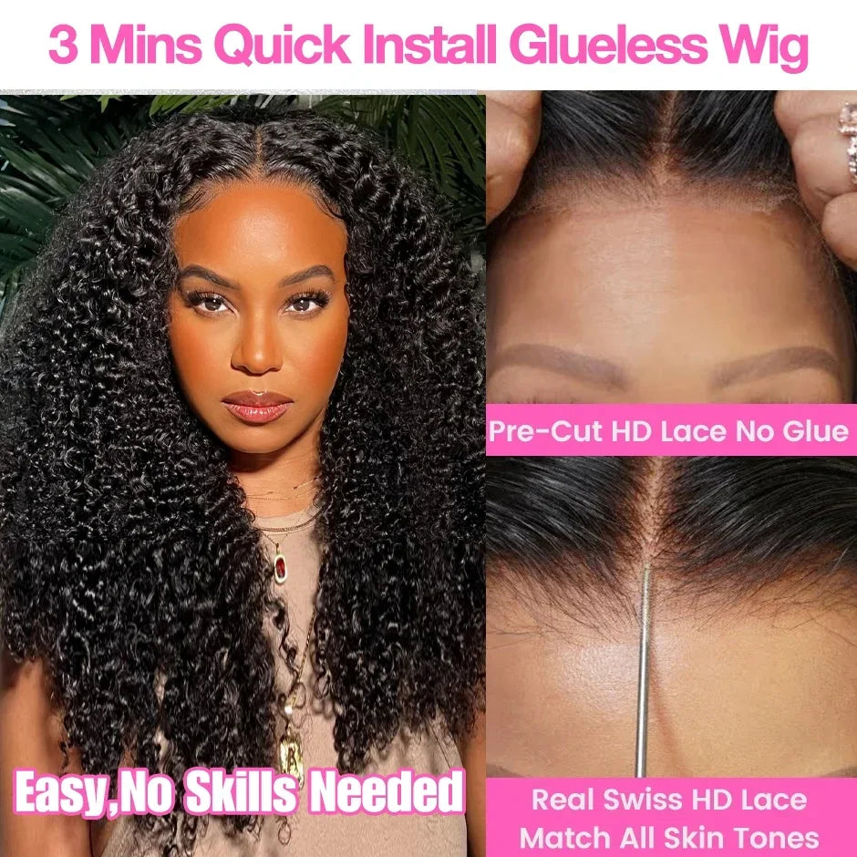 Kinky Curly Wigs 13x6 HD Lace Frontal Wig Glueless Human Hair 4C Afro