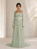 Dresses For Woman Evening Dresses Strapless Beaded Corset Chiffon Dress