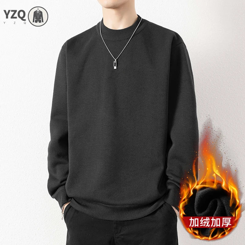 Knitwear Sweater New Autumn/Winter Mock Neck Sweatshirts Solid Color Pullovers Man Brand Casual Mens Clothing