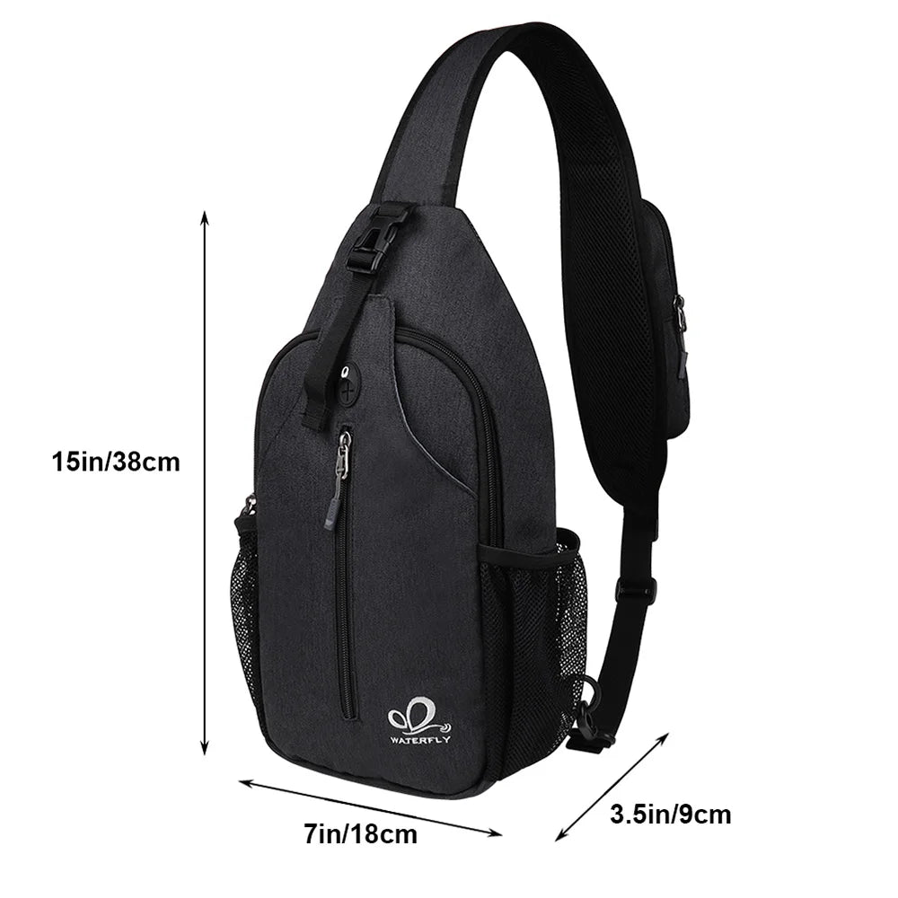 WATERFLY Sling Bag Chest Pack Shoulder Crossbody Sling Backpack For Women Men Travel Hiking Chest Bag Daypack