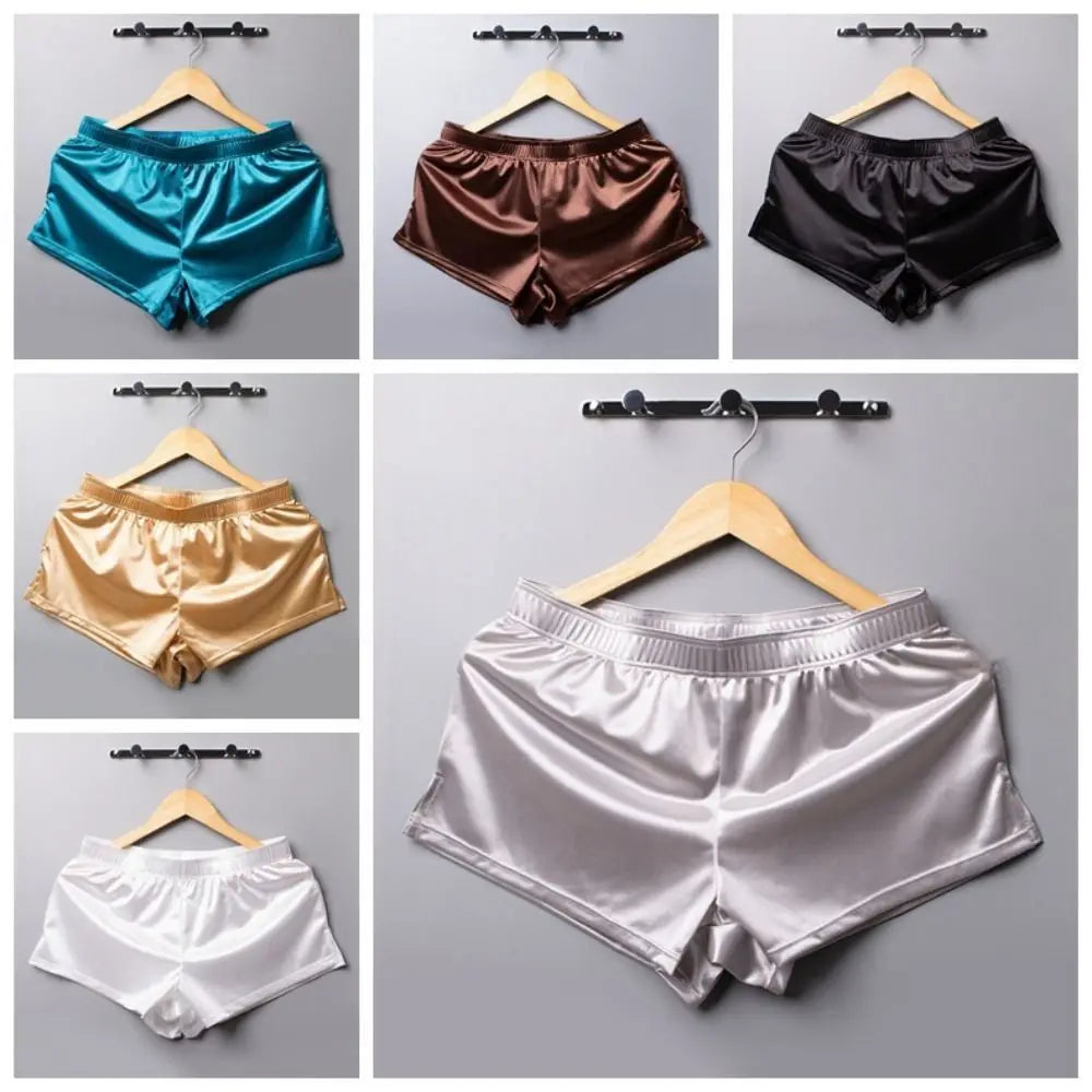 Lounge Bottoms Ice Silk Satin Boxer Shorts Casual Style Loose Male Panties Underpants Boxer Shorts Male