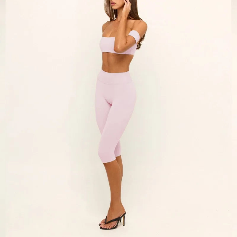 Women'S Underwear Yoga Set with Chest Pads Strapless Sports Fitness Top