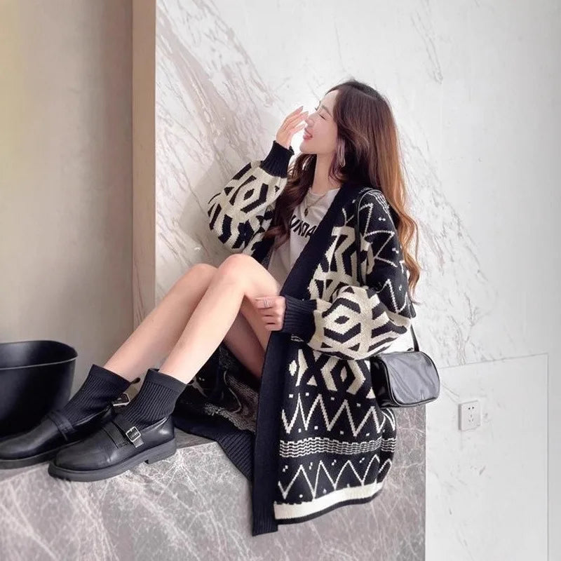 Blouses Jackets Knitwear Women's Spring Autumn Winter Korean Style Knitwear Cardigans Loose Fit Flattering Silhouette Long Niche