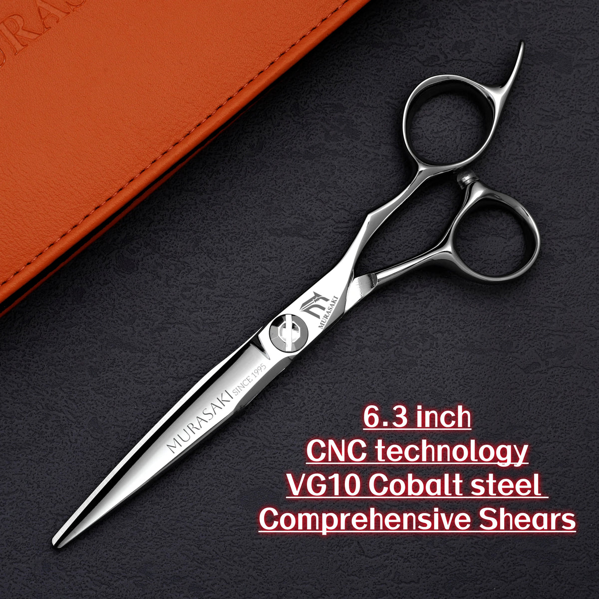 MURASAKI Top-level CNC Barber Scissors Set, Japanese VG10 Steel Barbershop Accessories, 5.7-6.3-6.8 Inches Hair Cutting Shears