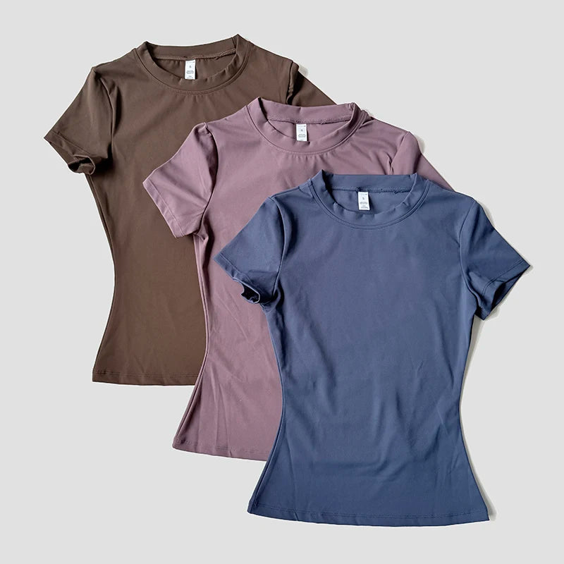 Women Yoga Top Seamless Sport T Shirts Fitness Clothes Short Sleeve Yoga