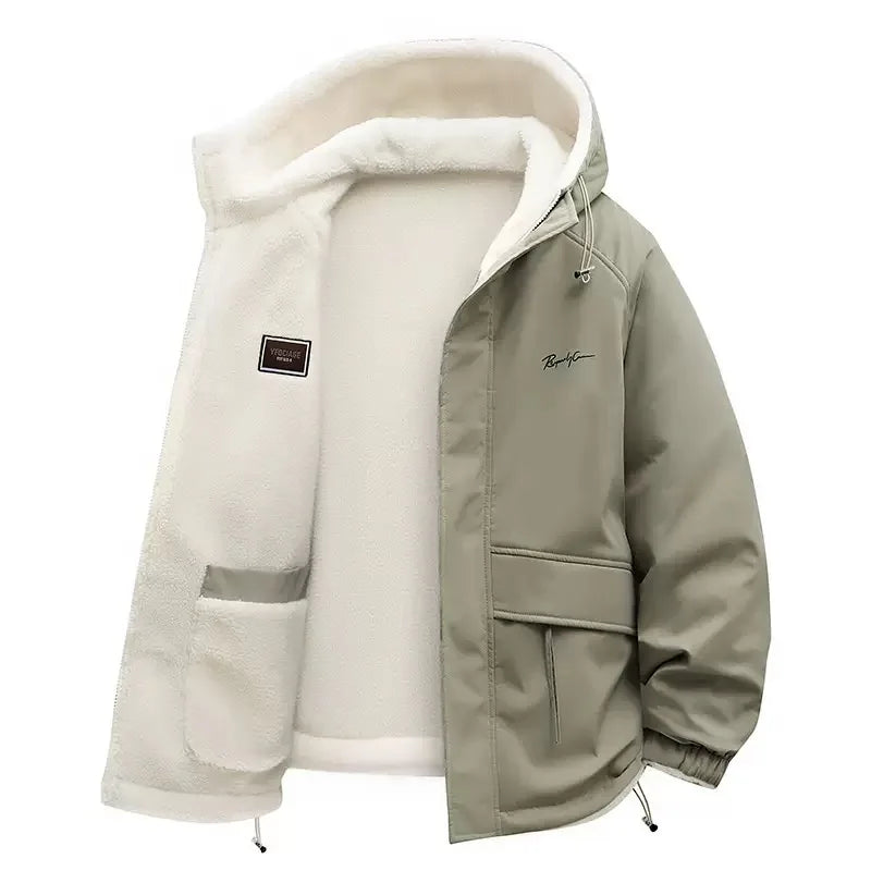 Winter Fashion Trend With Thick Fleece and Warm Hooded Jacket For Men's Casual Loose Sports Plus Large Size High-Quality Jacket