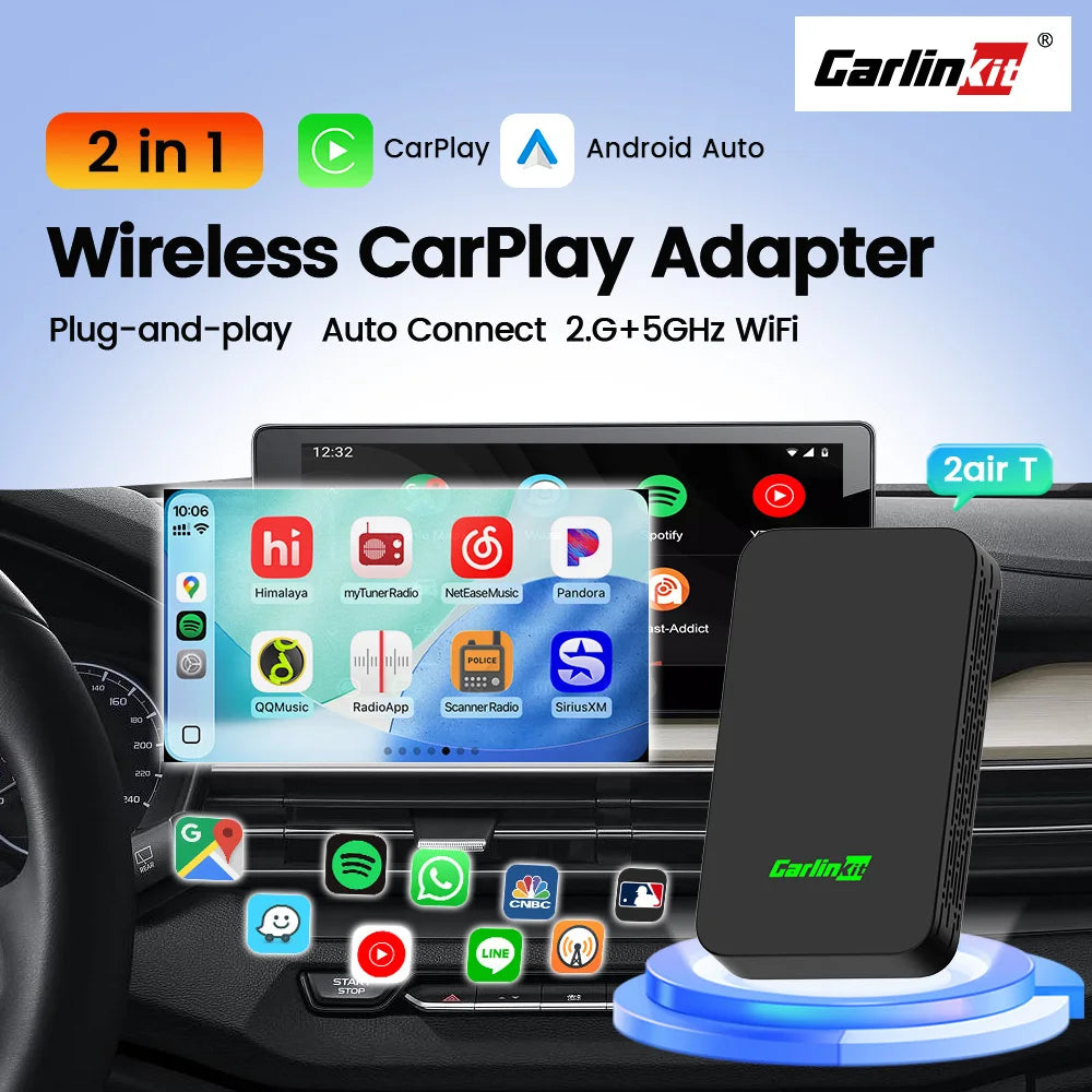 CarlinKit 5.0 2Air Wireless CarPlay Android Auto Wireless Dongle For Car Radio With Wired CarPlay/Android Auto WIFI USB Port
