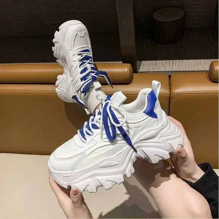 Women Whit High On Platform Ladies Shoes Daily Routine Light Korean
