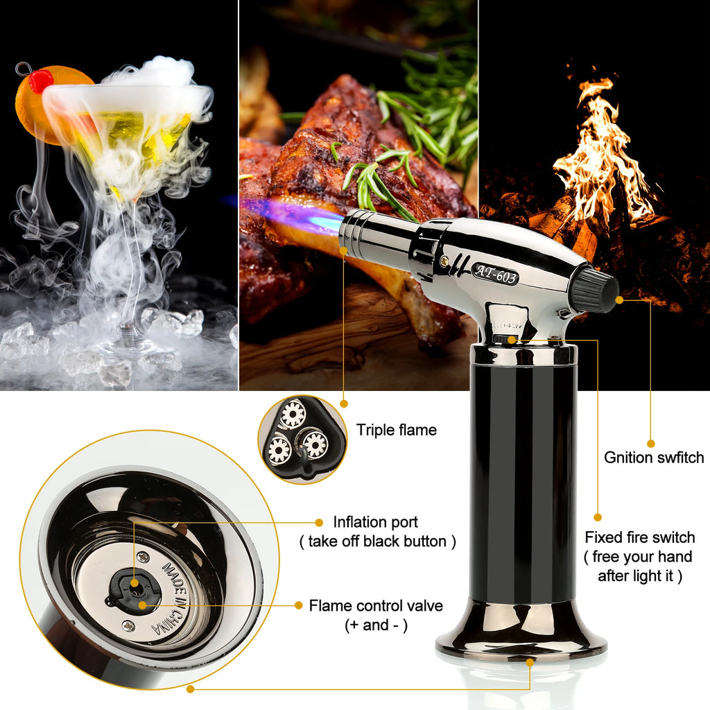 Cocktail Smoker Kit With Torch 4 Wood Chips Whiskey Stones Spoon Ice