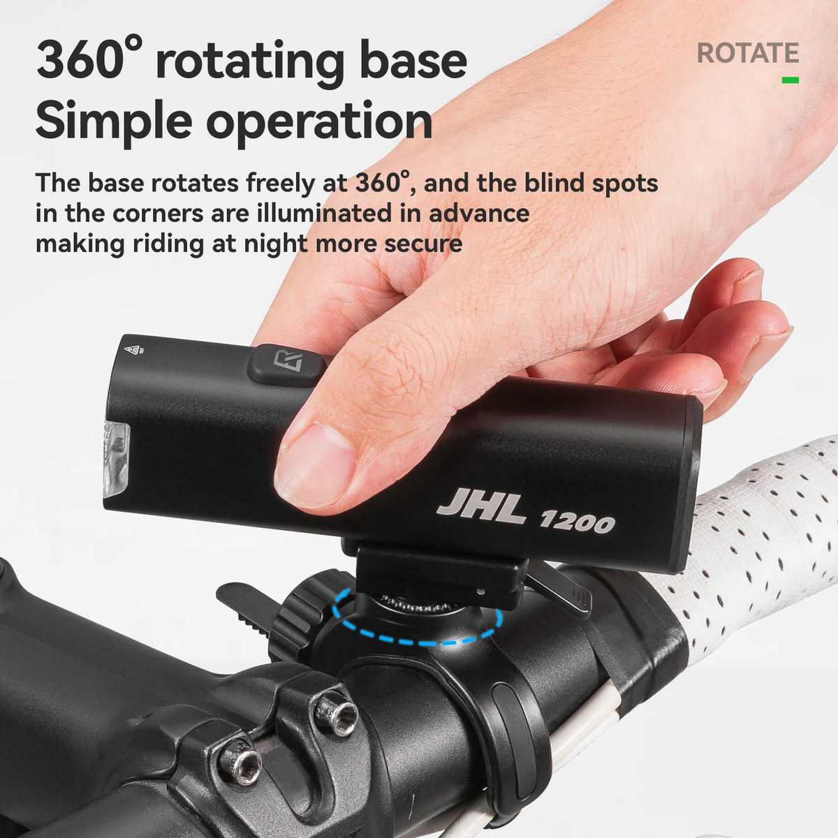 ROCKBROS Bicycle Light 1200LM 5000mAh Type-C Rechargeable Headlight Anti-glare Design IPX6 Flashlight Quick Release Bike Light