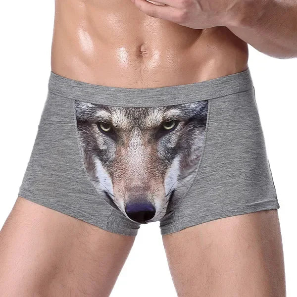 Men's Wolf Print Modal Boxer Shorts