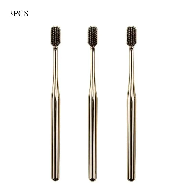 1-4pcs Toothbrush Gold Silver Tooth Brush Adult Dental Brushes Middle