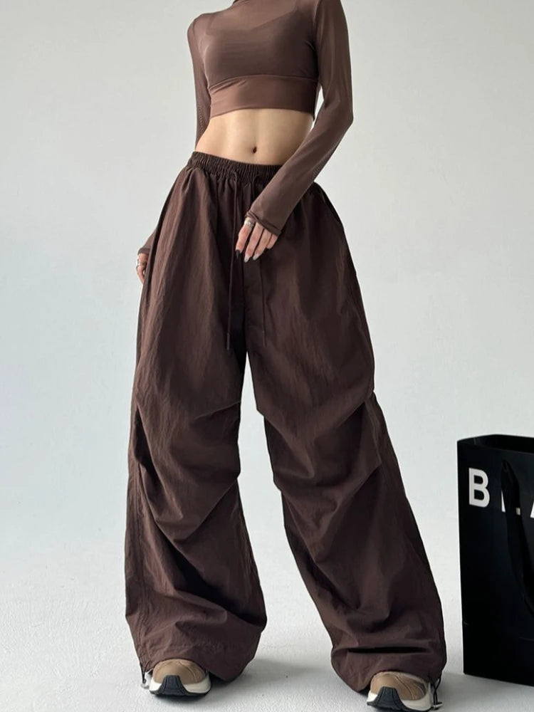 Women's Wide-Leg Parachute Cargo Trousers