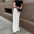 Talenza White Polka Dot Skirt Elegant Fashion Contrast Slim High Waist Patchwork Skirts Luxury New Party Women's Y2k Maxi Skirt